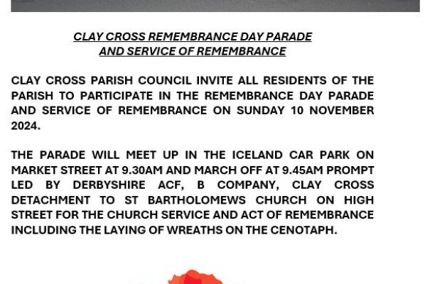 Remembrance Sunday Parade and Service including Notice of Road Closure